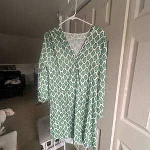 Green groovy print dress Medium
